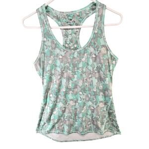 Athleta Chi Dot Tank Top Womens S Green Gray Racerback Soft Stretch Workout Yoga